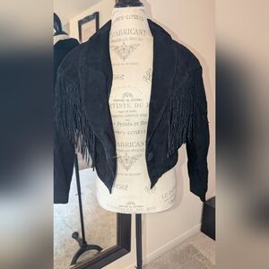 Black Fringe Women's Jacket Size Medium